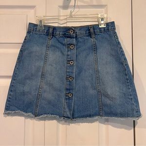 🍊 Forever 21 Blue Denim Button Down Jean Skirt - Size 28 (6)